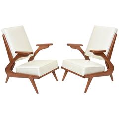 Pair of Italian Modern Walnut Armchairs, Attributed to Carlo de Carli 2