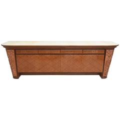 Vintage Osvaldo Borsani Italian Modern Mixedwood and Parchment Sideboard/Buffet, 1940s