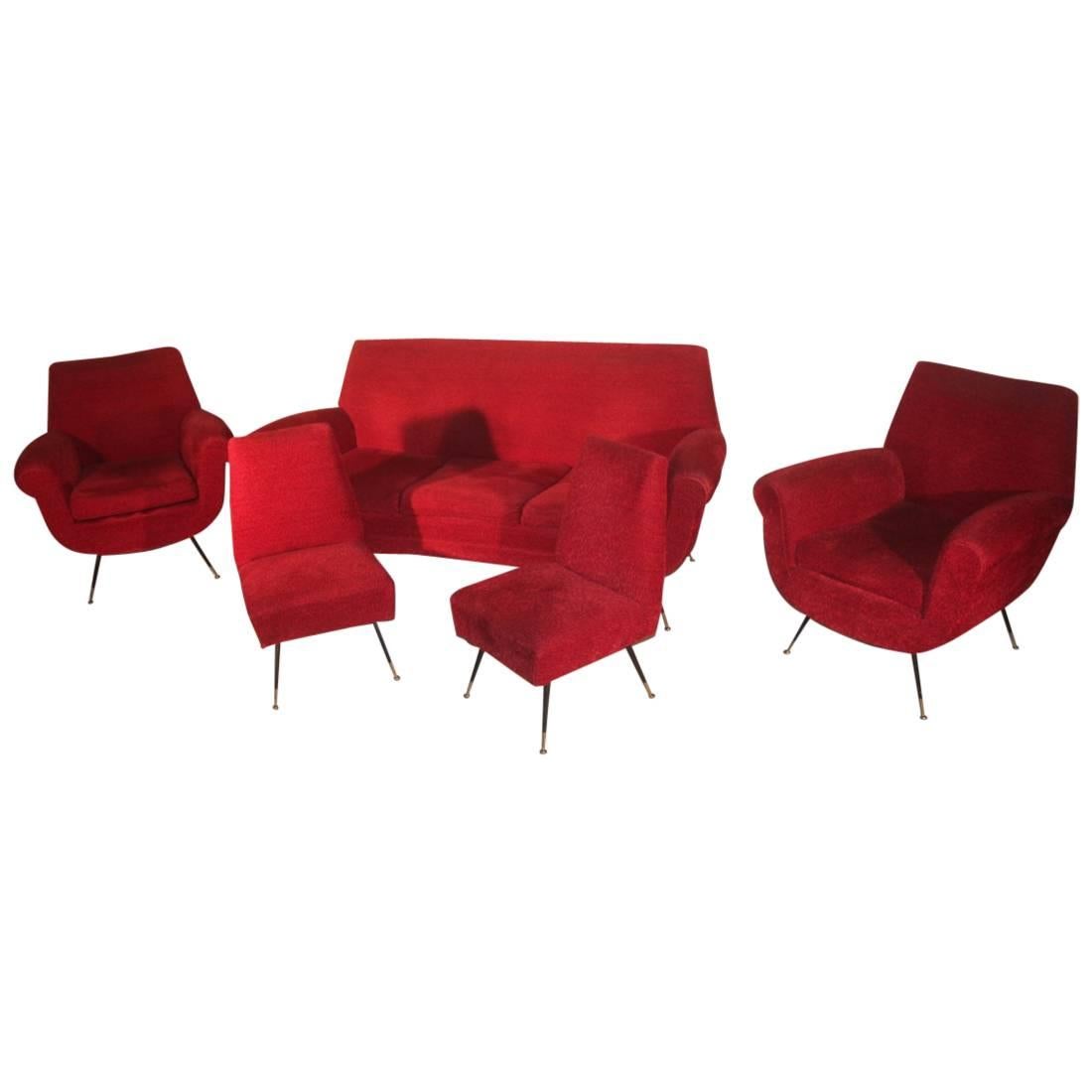 Living Room Sets Gigi Radice Italian Mid-Century Design Red Color 1950