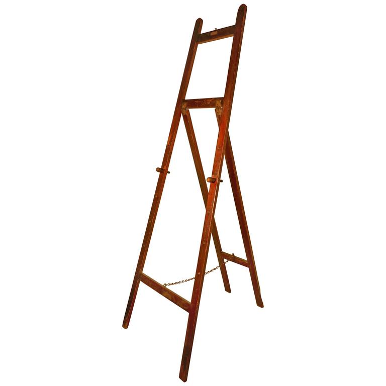 1920s Large Format American Craftsman Rolling Oak Artist Easel At Large Rustic Pine Artists Easel Or Blackboard By Philip Trace Ltd
