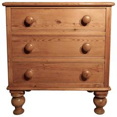 Very Small Victorian Stripped Pine Chest of Drawers