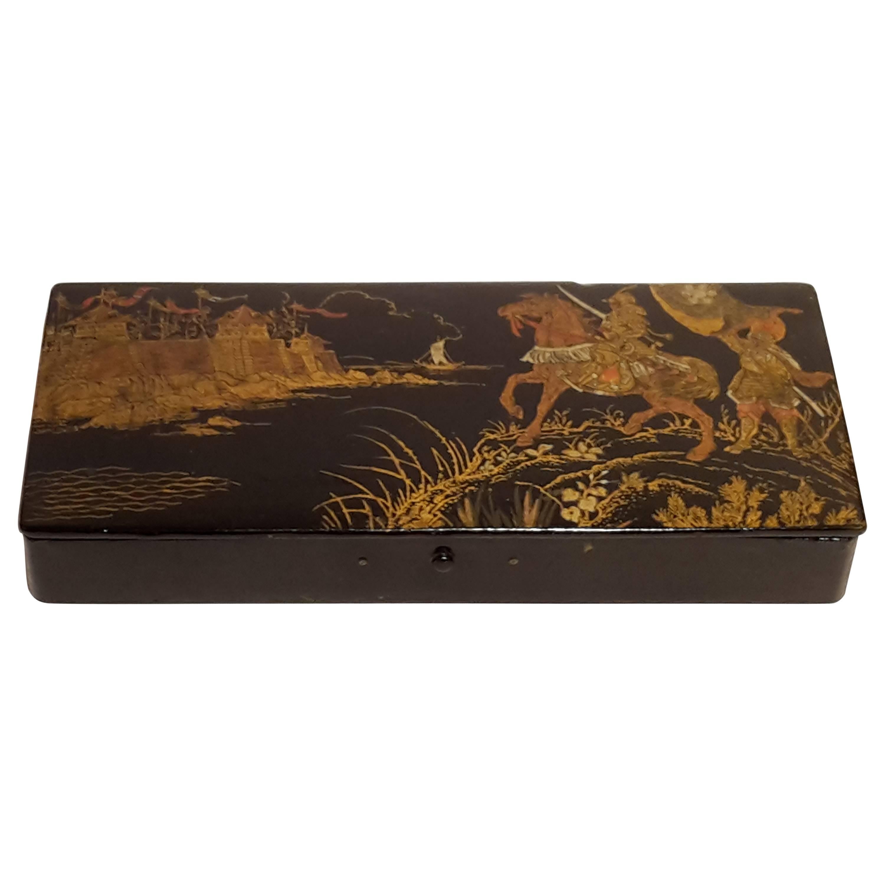 Chinoiserie Nibs Box Depicting a Battle For Sale
