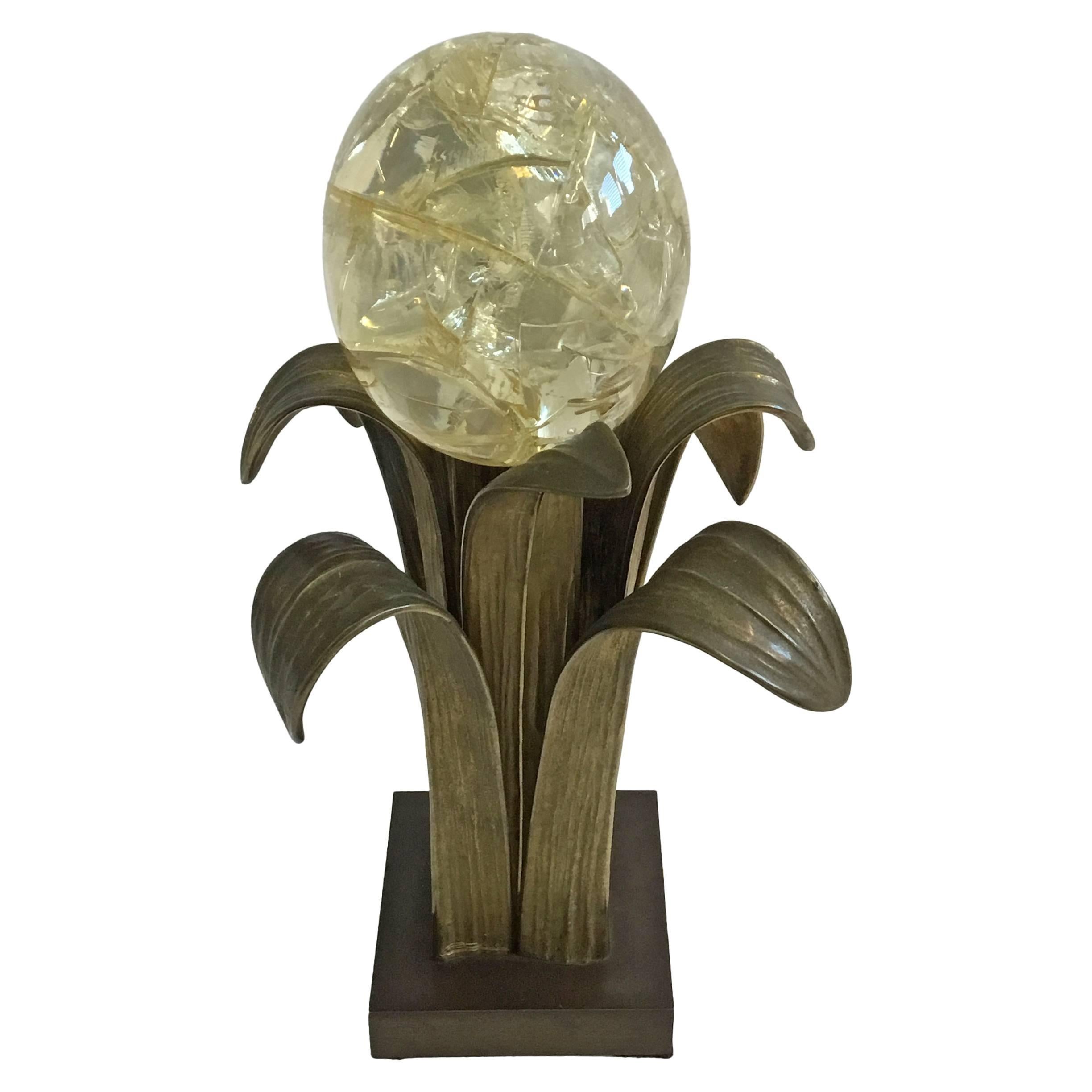 Ado Chale Bronze Table Lamp, France, 1960s, Signed