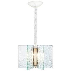 French Art Deco Engraved Glass Pendant Light, circa 1930 10