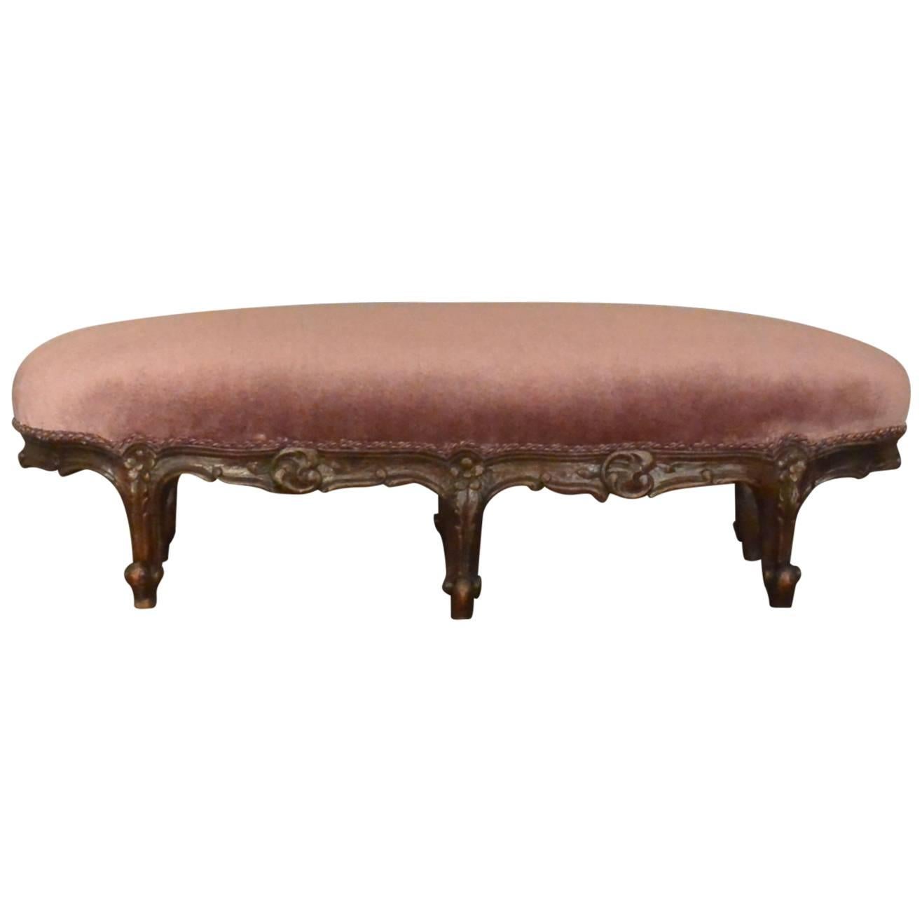 French Silk Mohair Foot Stool