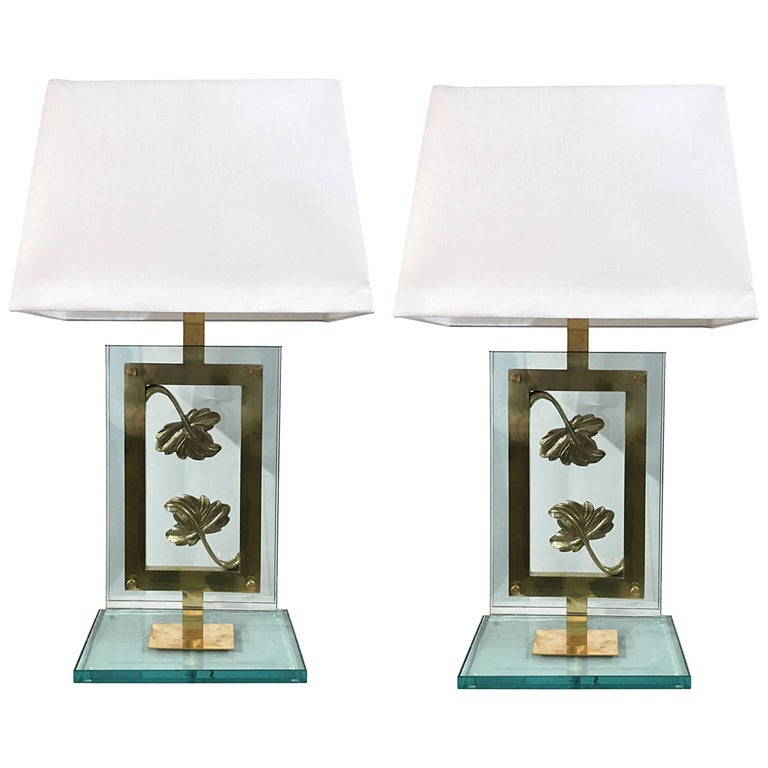 Pair of Italian Artistic Table Lamps in Brass For Sale at 1stDibs