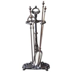 Antique 19th Century English Fire Tools, Fireplace Tool Set