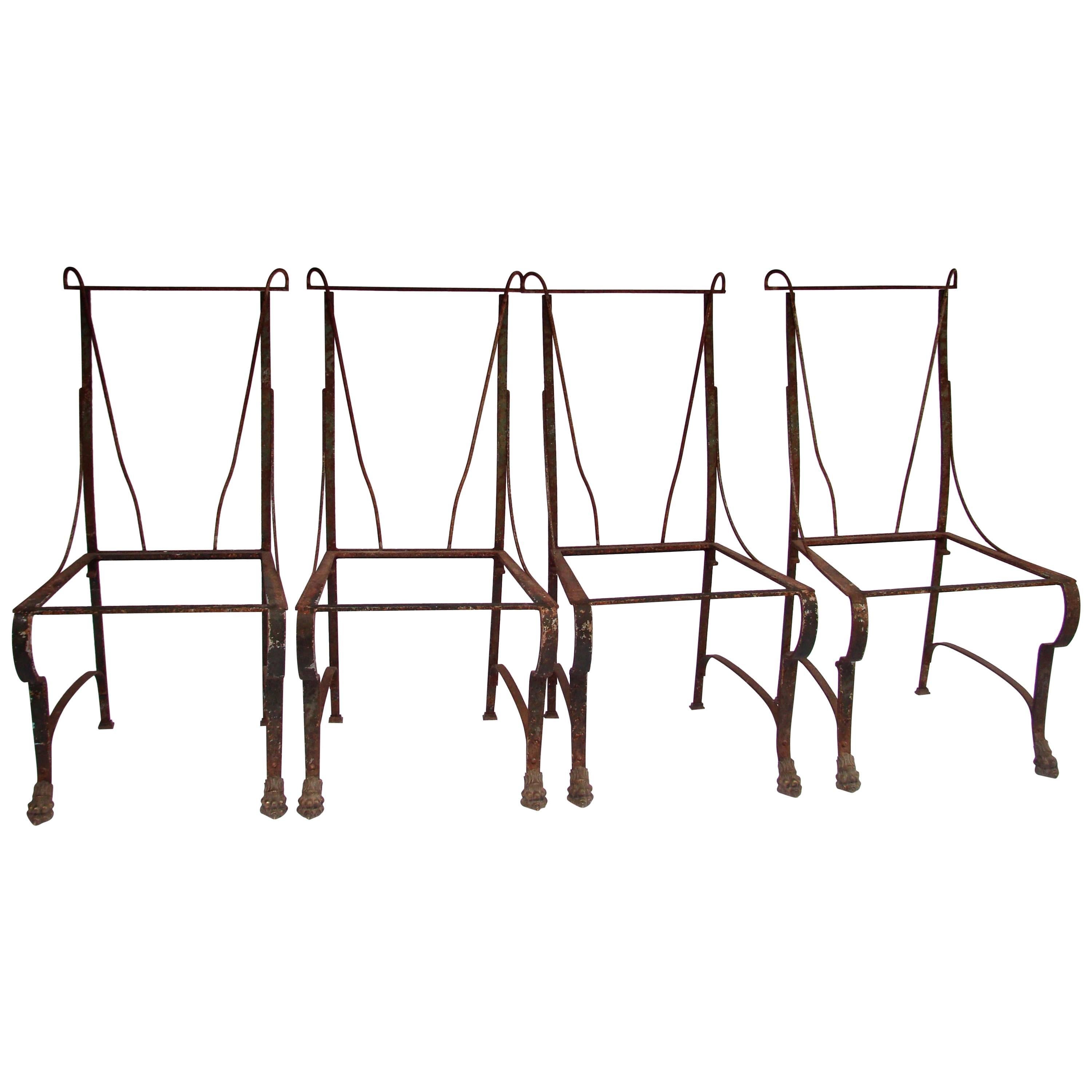 1920s French Wrought Iron Set of Four Chairs