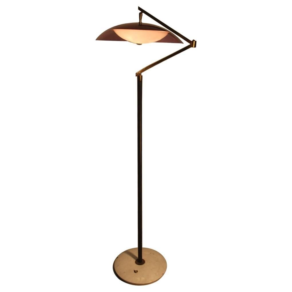 Floor Lamp Stilux  Plexiglass Marble and Brass Italian Design 1950s