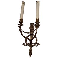 Italian Gilded Bronze Wall Lamp Inspired by the Empire Period