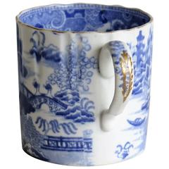 Spode Porcelain Coffee Can, Fluted, Blue and White, Broseley Pattern, circa 1810 12