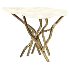 Shagreen Console with Decorative Designed Brass Base, Contemporary, in Stock