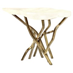 Shagreen Console with Decorative Designed Brass Base, Contemporary, in Stock