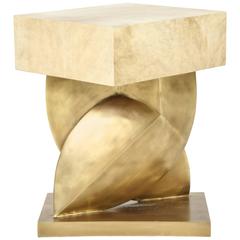 Parchment Table with Bronze Base, France 1