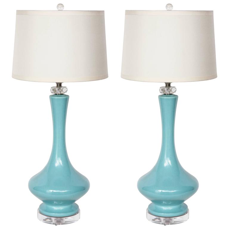 Robin's Egg Blue Ceramic Lamps For Sale at 1stdibs
