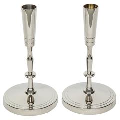 Tommi Parzinger Polished Nickel Candlesticks 2