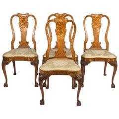 Fine Set of Four 18th Century Dutch Marquetry Side Chairs