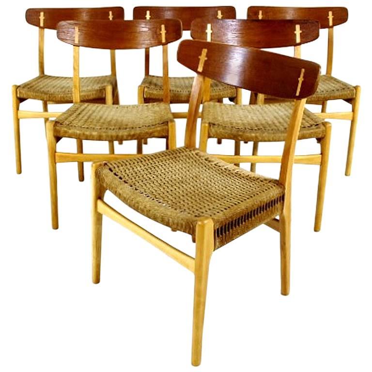 Set of Six Dining Chairs Ch23 by Hans J Wegner for Carl Hansen and Søn For Sale