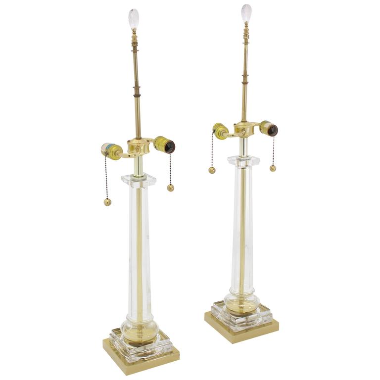 Pair Of Glass Brass Tower Shape Mid Century Modern Table Lamps Pair Of Glass Brass Tower Shape Mid Century Modern Table Lamps Crystal Finials For