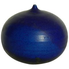 Retro Important Studio Ceramist Toshiko Takaezu Cobalt Blue Moon Pot