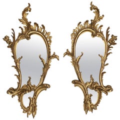 Antique 19th Century Irish Pair of Giltwood Mirrors