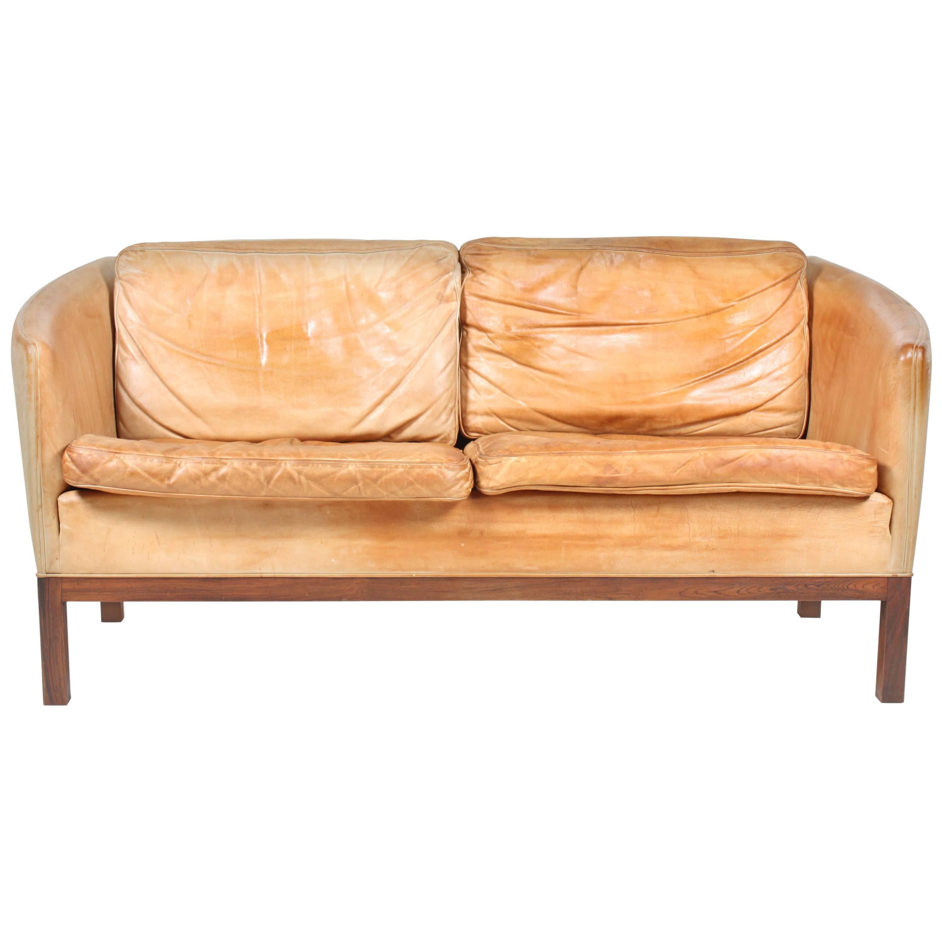 Sofa in Patinated Leather by Illum Wikkelsø