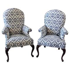 Pair of Woven Linen Fireside Upholstered Chairs 12