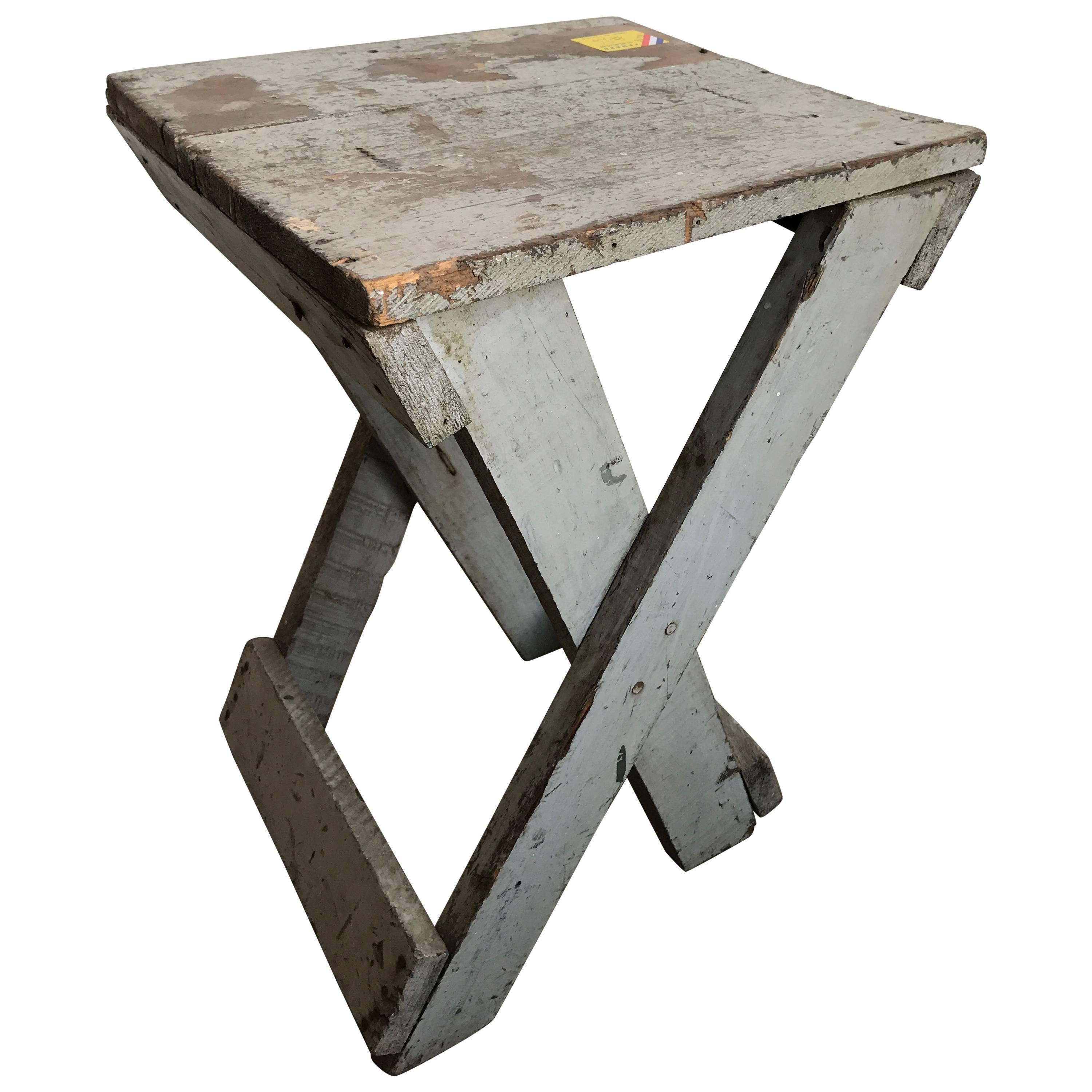 19th Century Rustic Painted Side Table