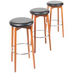 Set of Three Danish High Stools 11