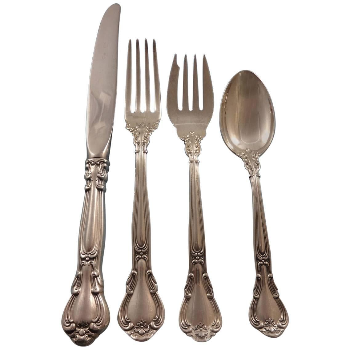 Chantilly by Gorham Sterling Silver Flatware Set 12 Service Luncheon, 65 Pieces For Sale