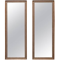 Pair of Neoclassical Style Mirrors with a Painted and Parcel Gilt Finish