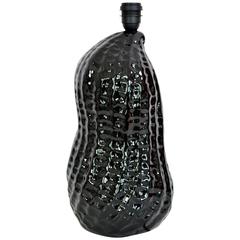 Black Italian Ceramic Table Lamp in Peanut Shape, Regency Era, 1970s