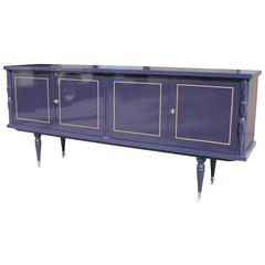 French Art Deco Sideboard or Buffet ''Blue Berry'' Lacquered, circa 1940