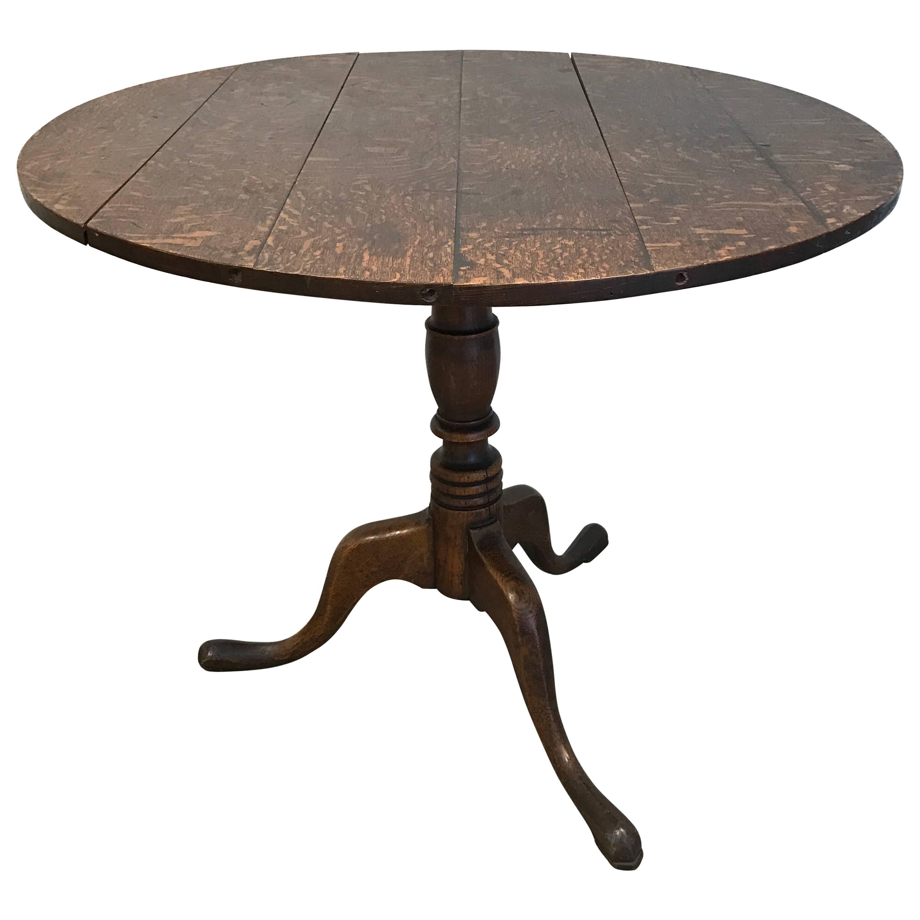 19th Century English Oak Tilt-Top Table For Sale