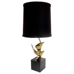 French Abstract Bird Sculptural Signed Bronze Table Lamp by Philippe Jean 3