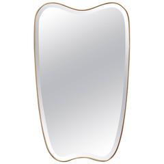 Shaped Brass Mirror, Italy, 1950s