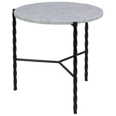 Customizable Von Iron Side Table from Souda, Carrara Marble Top, Made to Order