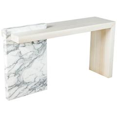 Paul Marra Marble and Bleached Oak Console 11