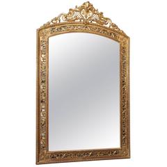 Antique French Louis XVI Gold Leaf Mirror in Florentine Style