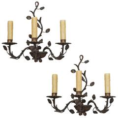 Pair of Antique Italian Iron Wall Sconces 5
