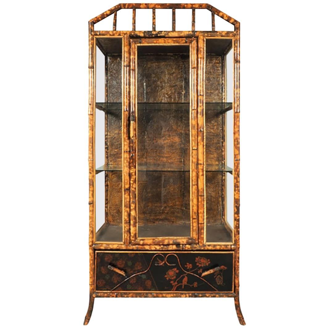 Bamboo Form Glass Display Cabinet in Chippendale Style