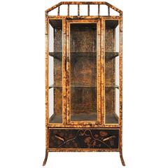 Vintage Bamboo Form Glass Display Cabinet in Chippendale Style