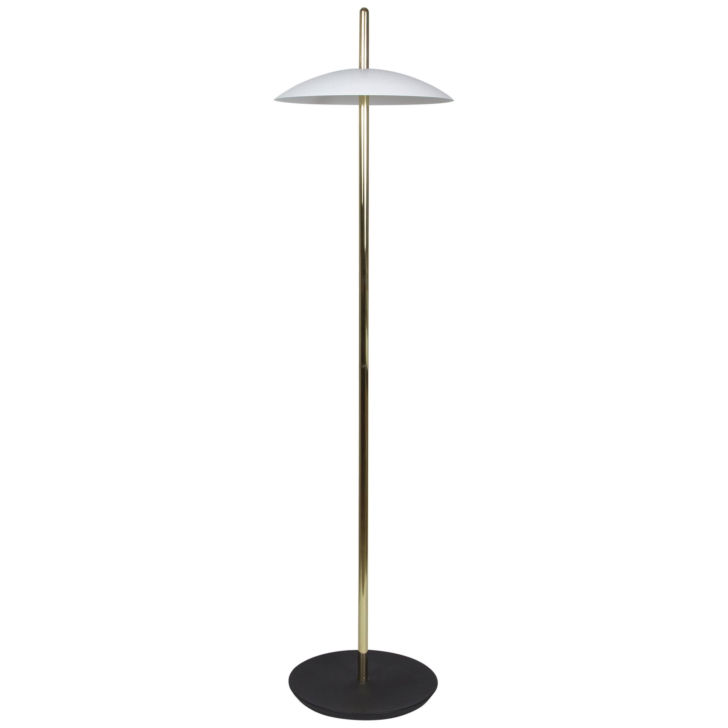 White and Copper Signal Floor Lamp from Souda, Made to Order For Sale