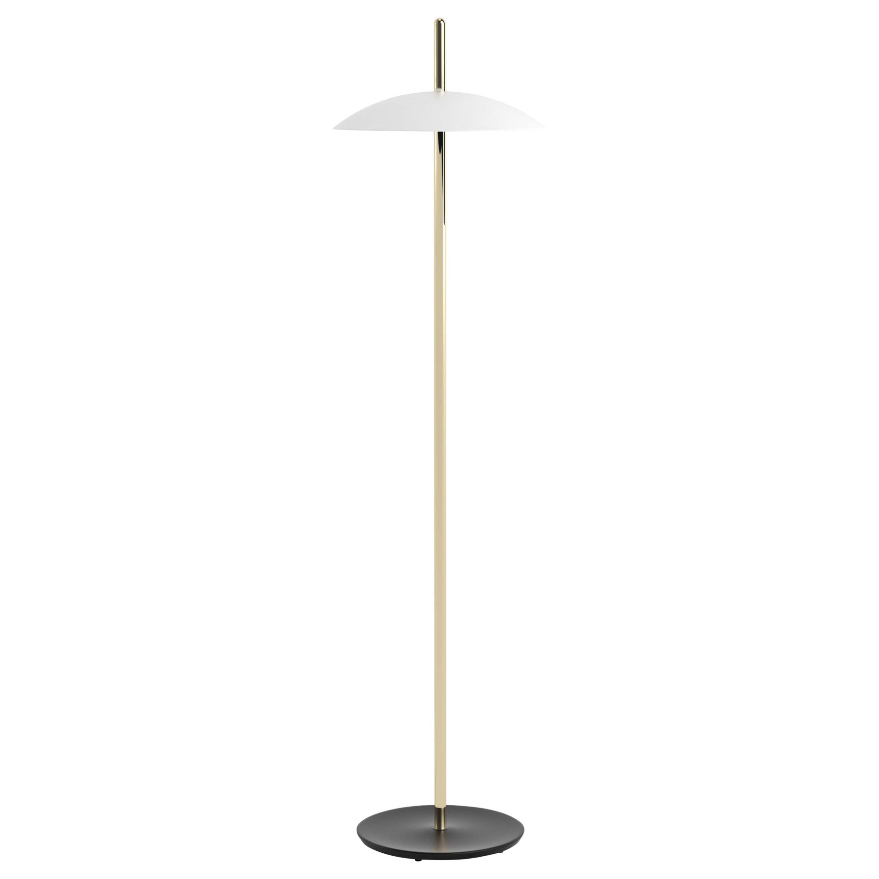 Lampadaire Signal blanc et laiton de Souda, fabriqué sur commande