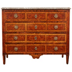 Antique 18th Century Italian Neoclassical Inlaid Chest of Drawers with Marble Top