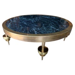 Custom Brass and Marble Coffee Table in the Style of Gio Ponti by Adesso Imports