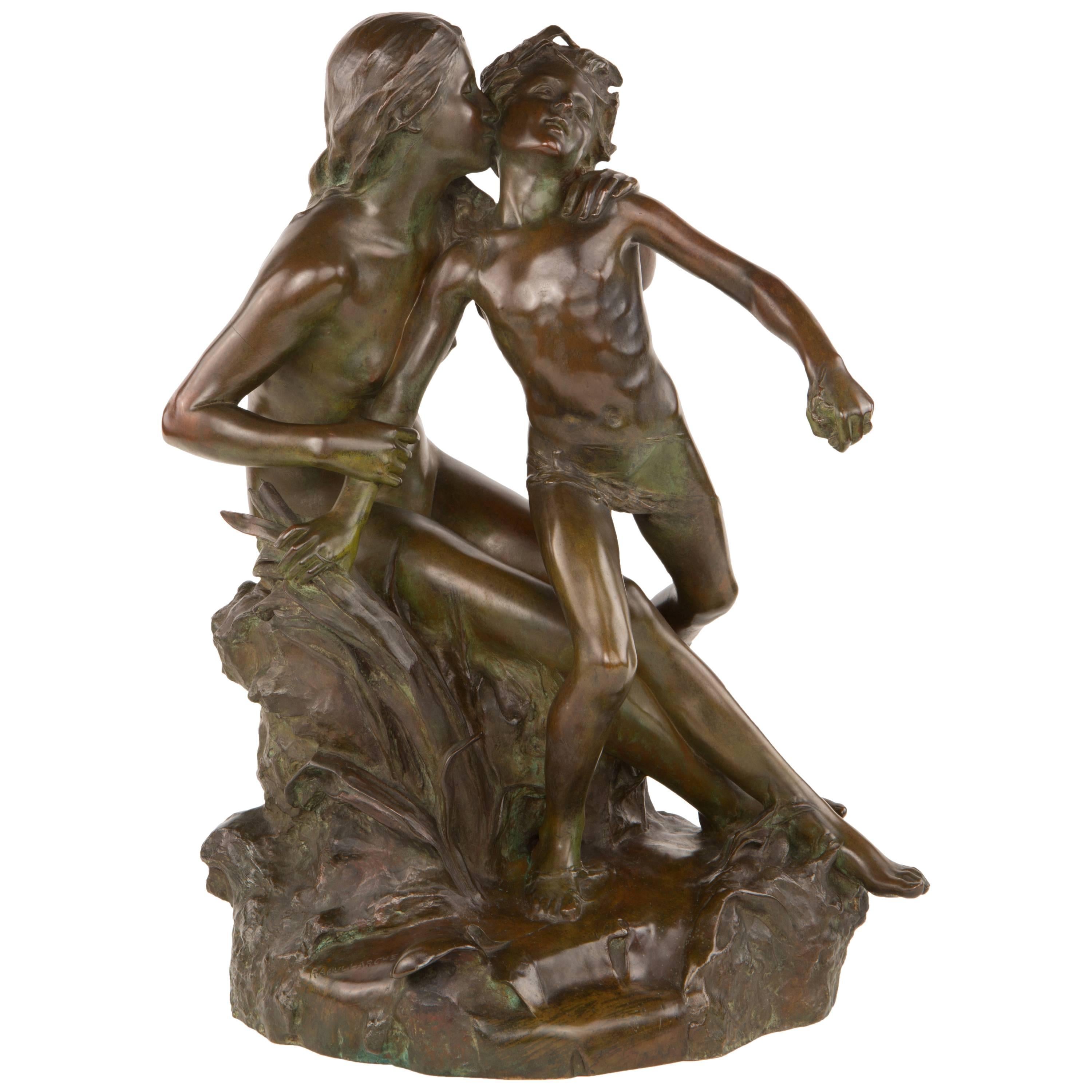 Art Nouveau "the Source of the Stream" Bronze Sculpture
