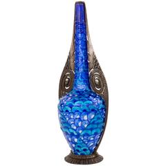 French Art Deco Enameled and Wrought Iron Decorated Vase by Camille Fauré 7
