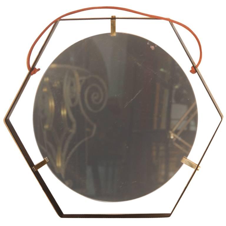 Minimal Geometric Mirror 1950s Sculpture for the Wall