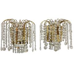 Pair of Palwa Crystal Glass Waterfall Sconces 7